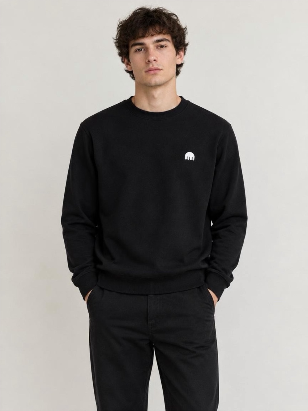 Cotton Citizen + Kraken Black Crewneck Sweater with White Logo